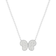 Collier argent 925 motif papillon et zirconias 45cm