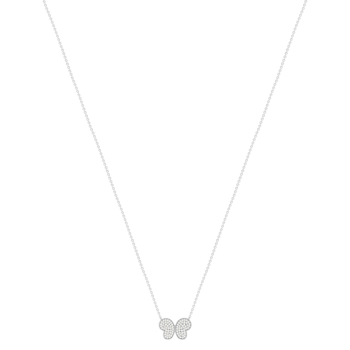 Collier argent 925 motif papillon et zirconias 45cm - vue 2