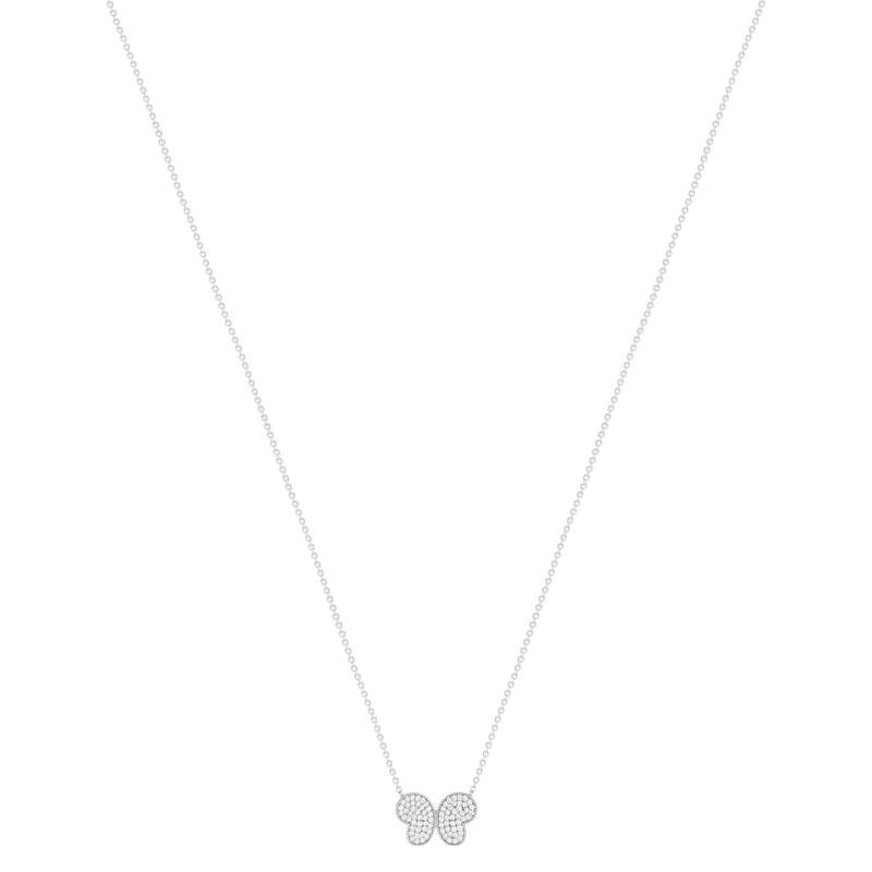 Collier argent 925 motif papillon et zirconias 45cm - vue 2