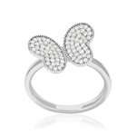 Bague argent 925 motif papillon et zirconias - vue 1