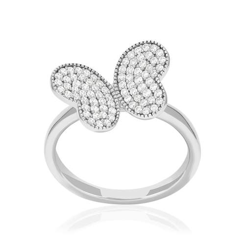 925 silver ring with butterfly motif and zirconias