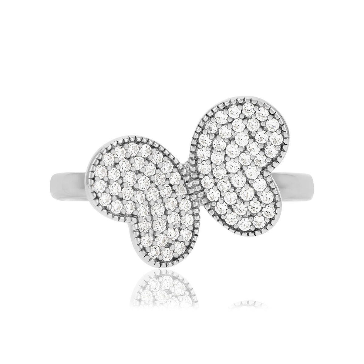 Bague argent 925 motif papillon et zirconias - vue 3