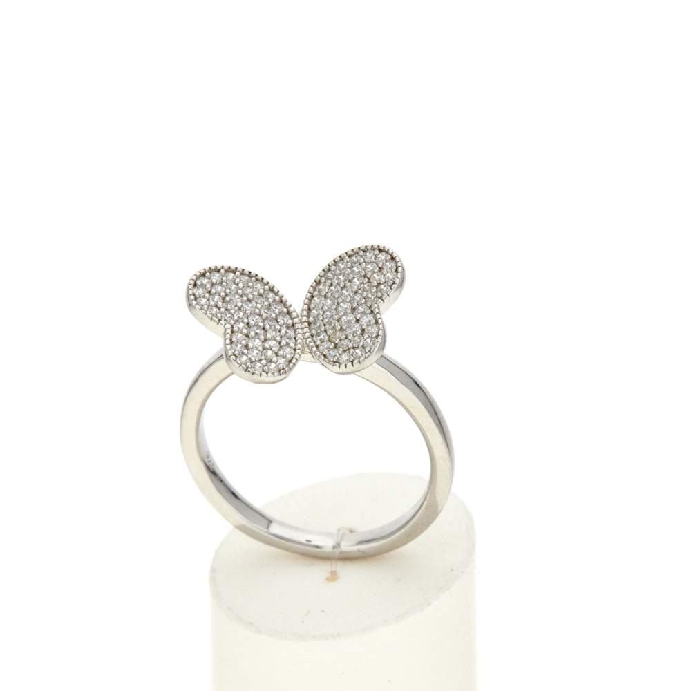 Bague argent 925 motif papillon et zirconias - vue 2