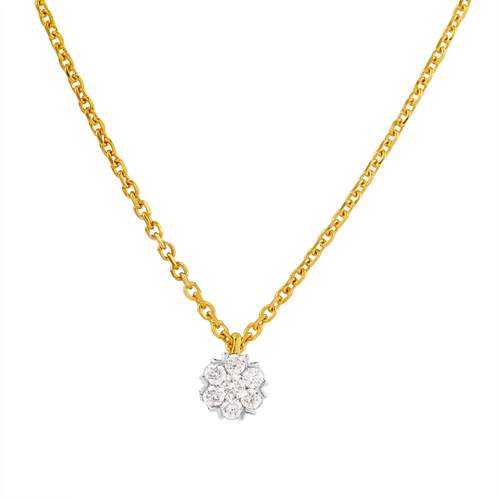 Necklace gold 750 2 tone diamonds 42cm