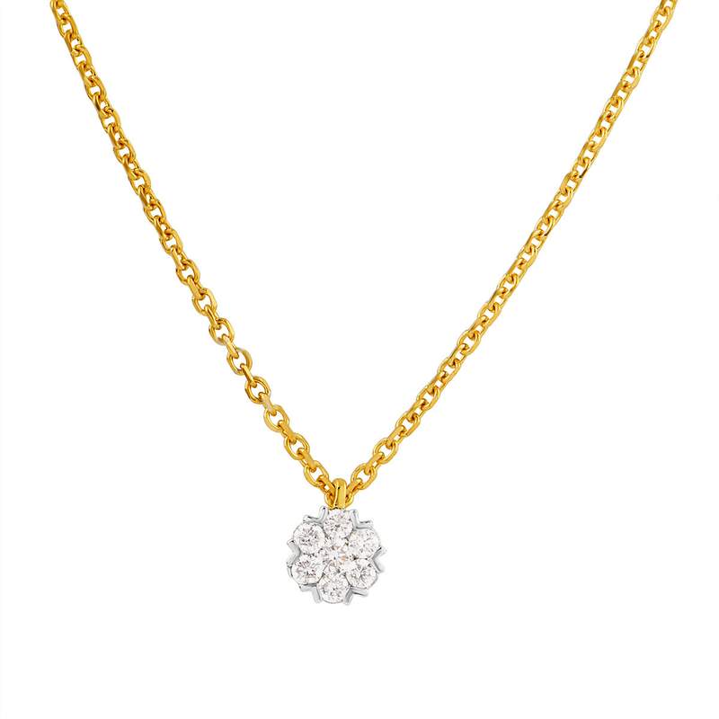 750 two-tone gold necklace with diamonds, 42 cm - view 1