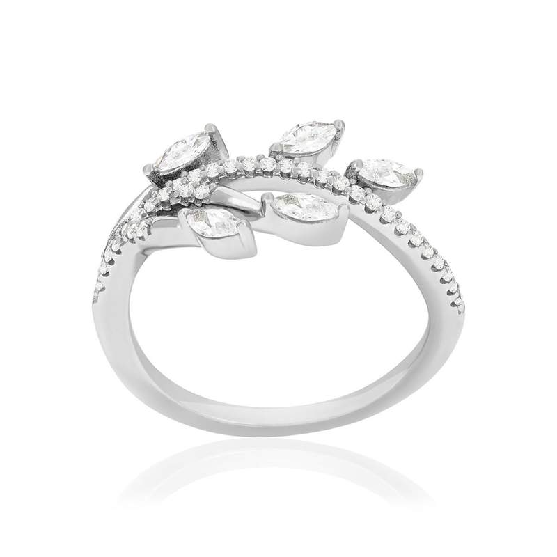 Bague argent 925 et zirconias - vue 1