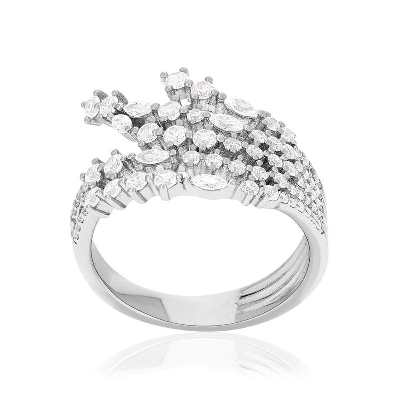 Bague argent 925 et zirconias - vue 1