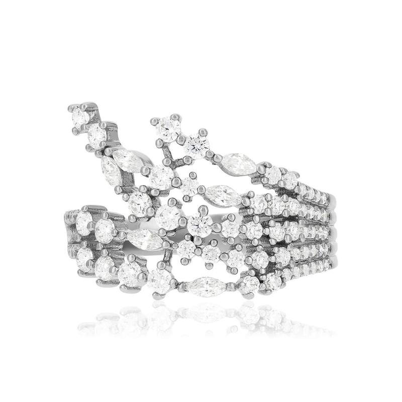 Bague argent 925 et zirconias - vue 3