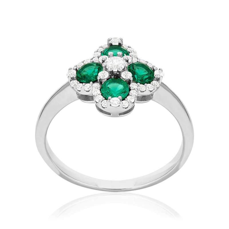Bague argent 925 pierres synthétiques et zirconias - vue 1