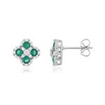 Boucles d'oreilles argent 925 pierres synthétiques vertes et zirconias - vue 1
