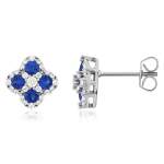 925 sterling silver earrings with blue synthetic stones and zirconia - view 1