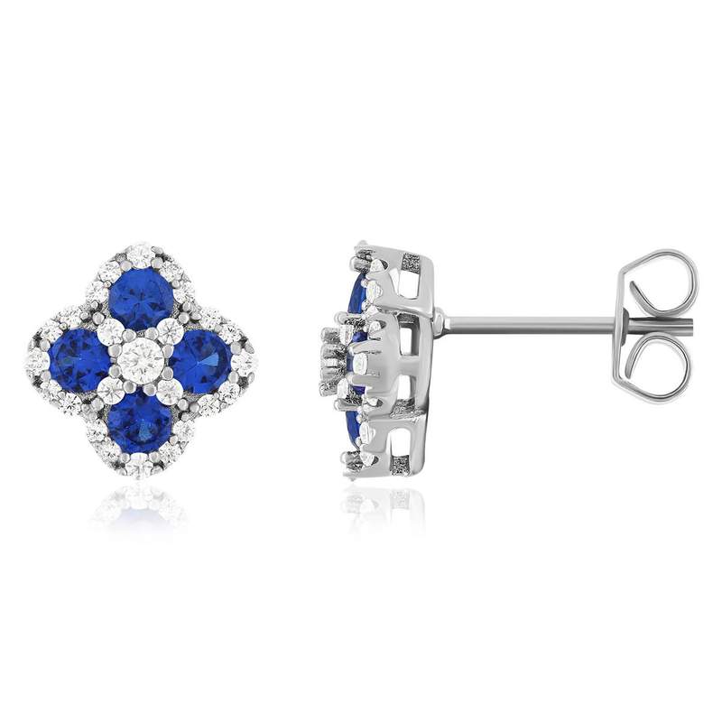 Boucles d'oreilles argent 925 pierres synthétiques et zirconias - vue 1