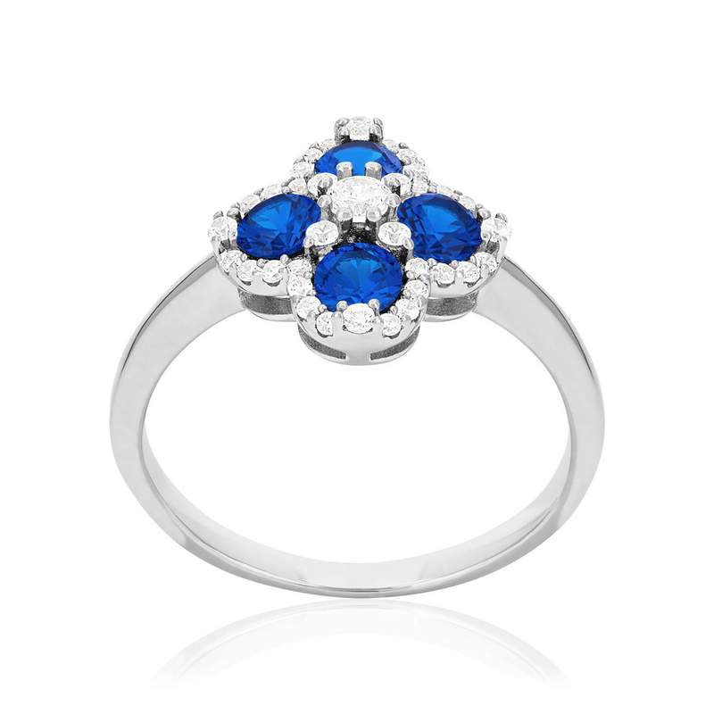 Bague argent 925 pierres synthétiques et zirconias - vue 1