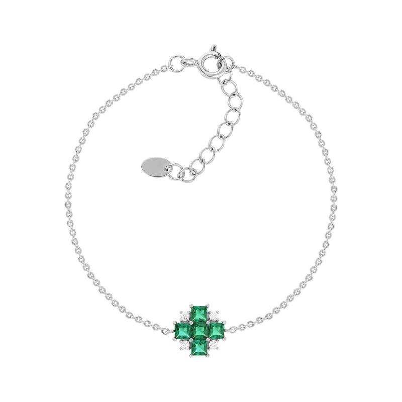 925 sterling silver bracelet with synthetic stones and zirconia, 19 cm - view 1