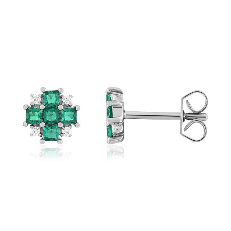 Boucles d'oreilles argent 925 pierres synthétiques et zirconias - vue 1
