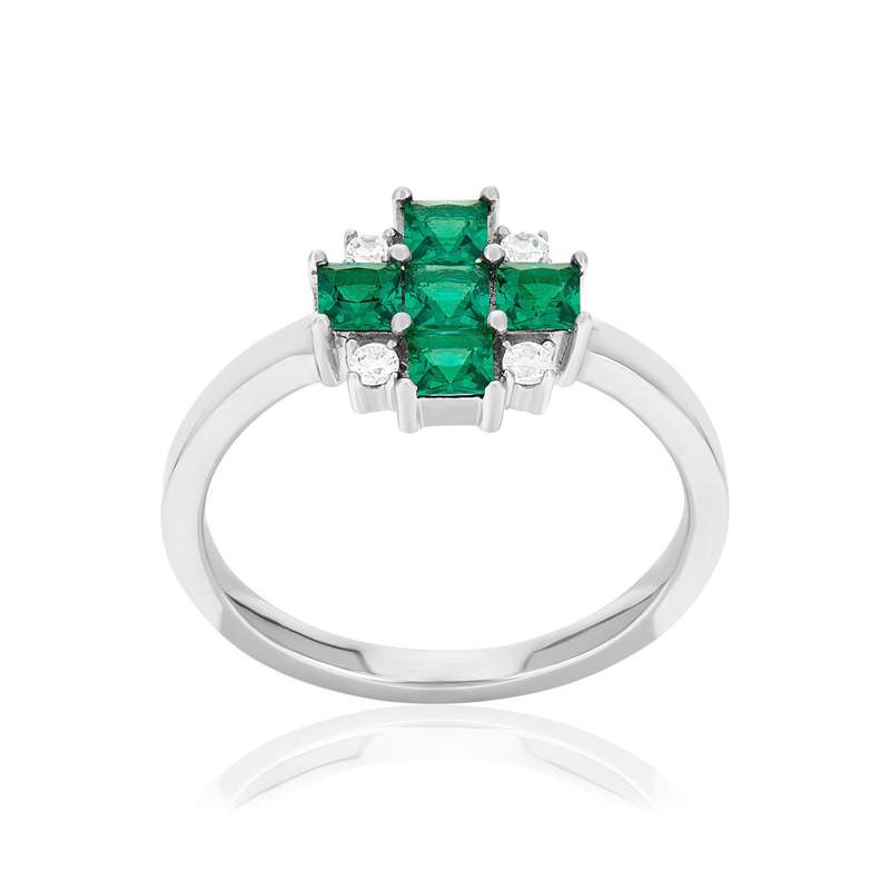 Bague argent 925 pierres synthétiques et zirconias - vue 1