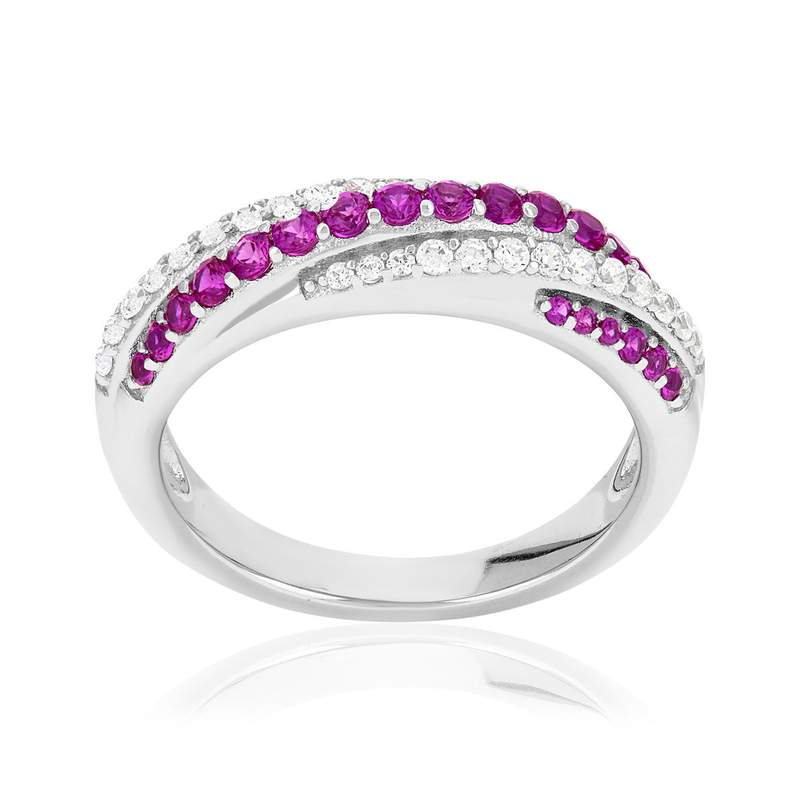 Bague argent 925 pierres synthétiques et zirconias - vue 1
