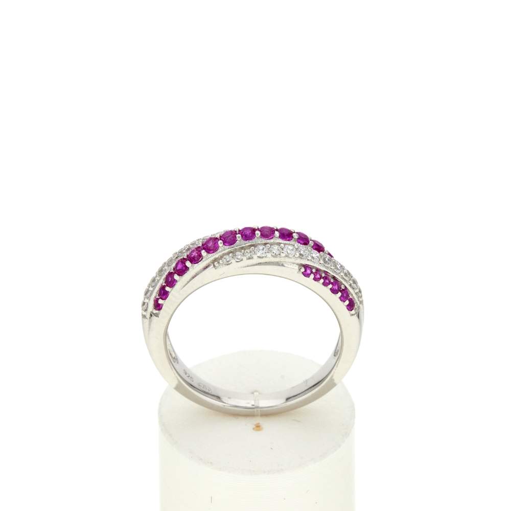 Bague argent 925 pierres synthétiques et zirconias - vue 1