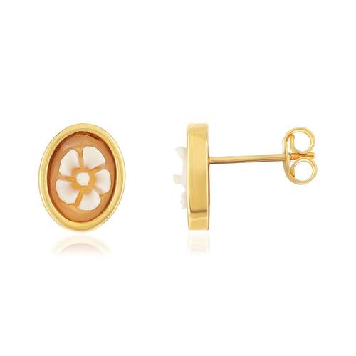 Boucles d'oreilles or 375 jaune camées