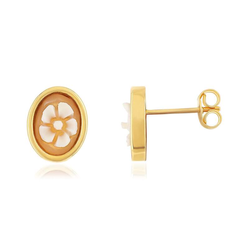 Boucles d'oreilles or 375 jaune camées - vue 1
