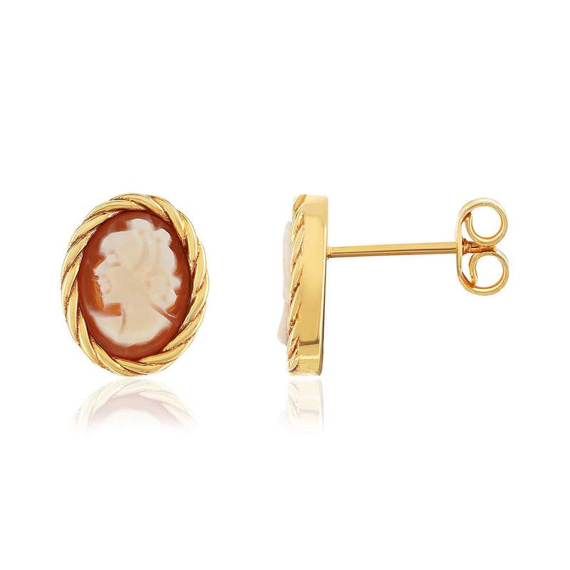 Boucles d'oreilles or 375 jaune or camées - vue 1