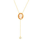 Collier or 375 jaune or camées oranges zirconias 45cm - vue 1
