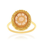 Bague or 375 jaune or camées oranges - vue 1