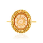 Bague or 375 jaune or camées oranges - vue 3