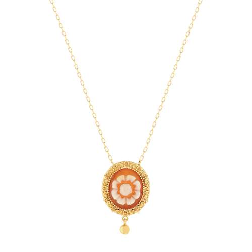 Collier or 375 jaune or camées oranges 45cm