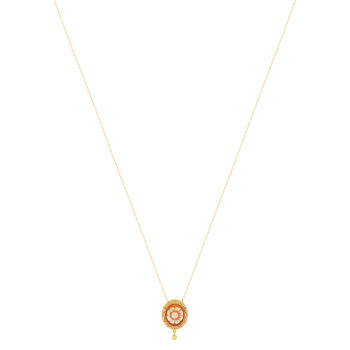 Collier or 375 jaune or camées oranges 45cm