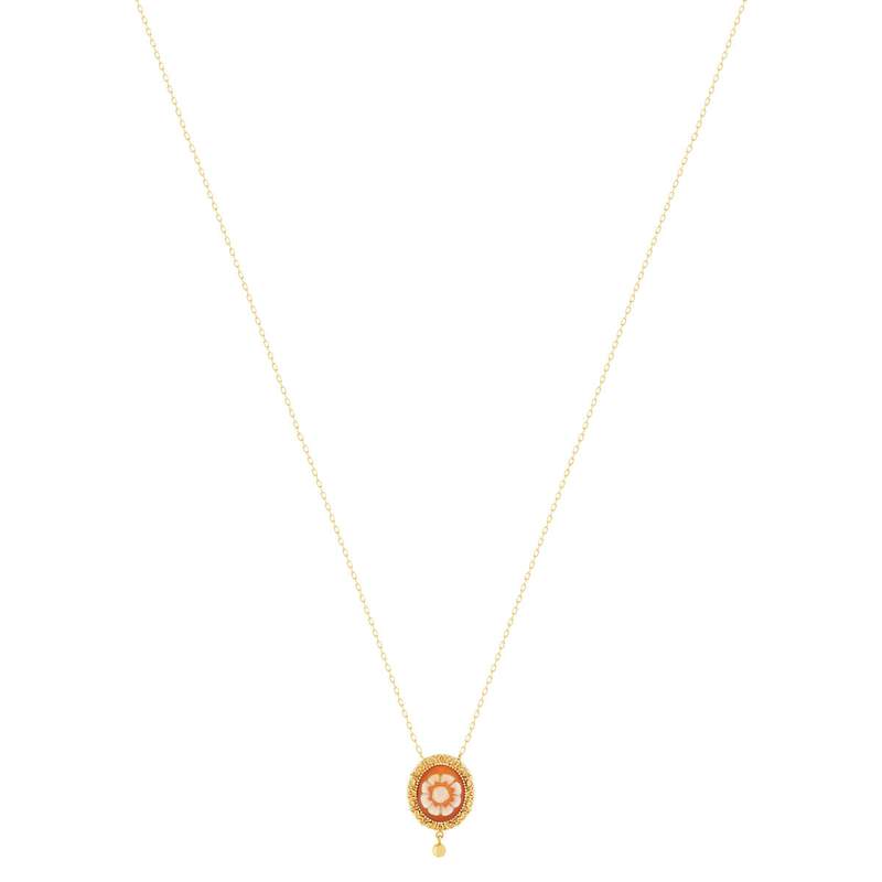 Collier or 375 jaune or camées oranges 45cm - vue 2