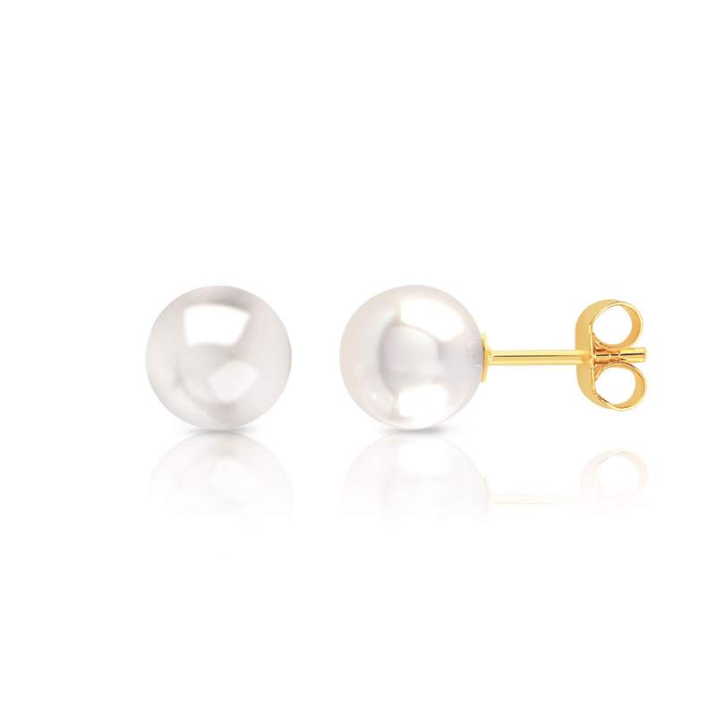 Boucles d'oreilles or 750 jaune perles de culture de Chine - vue D1