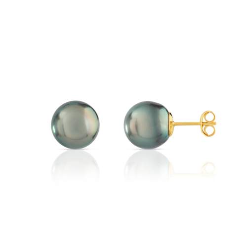 Boucles d'oreilles or 750 jaune perles de Tahiti