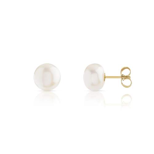 Boucles d'oreilles or 375 jaune perles de culture de Chine