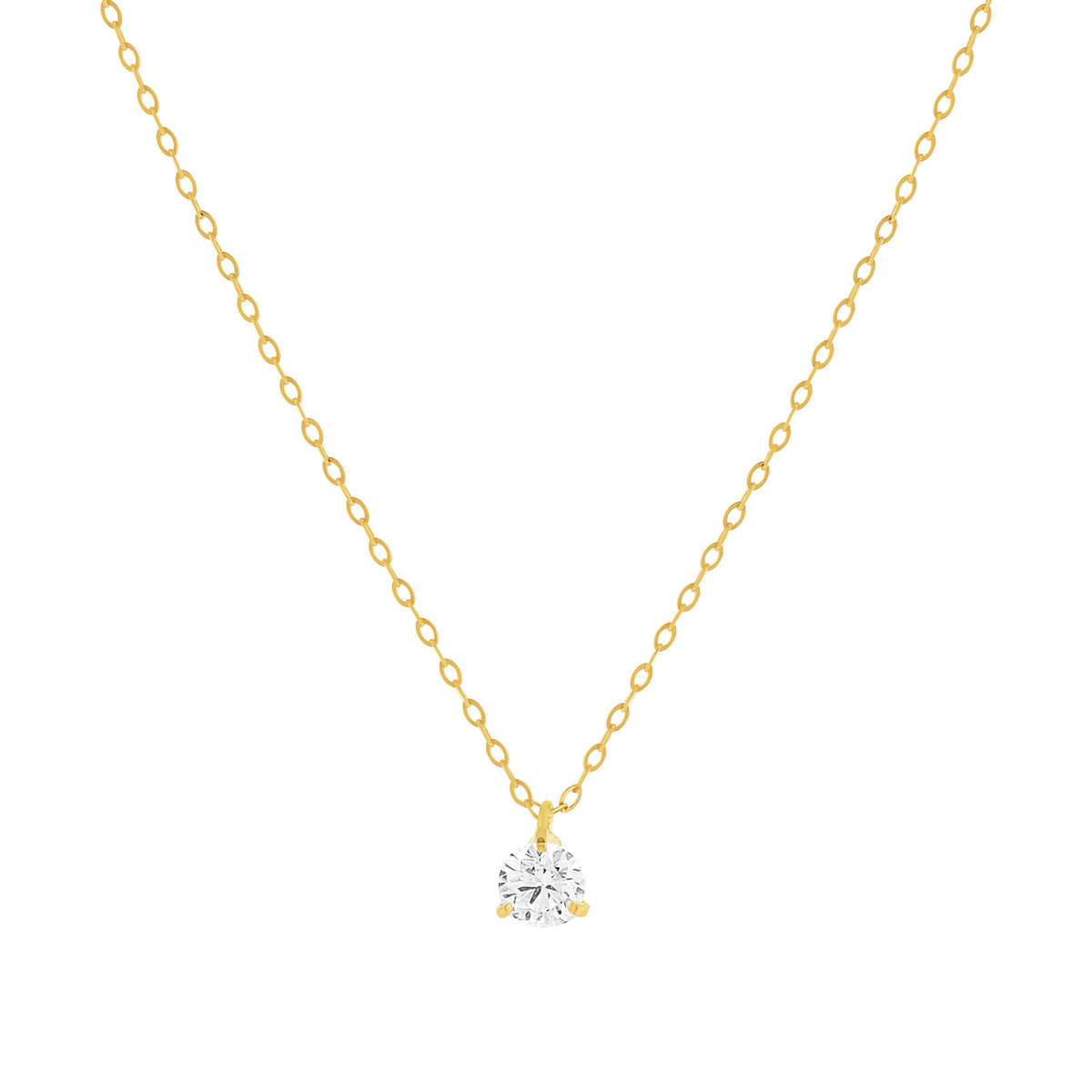 Collier or 750 jaune diamant DSI1 3 griffes 0.20ct