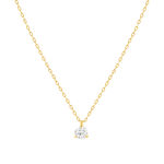 Collier or 750 jaune diamant DSI1 3 griffes 0.20ct - vue 1