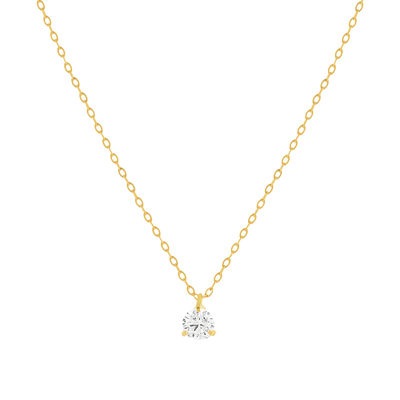 Necklace gold 750 yellow diamond DSI1 3 claws 0.20ct