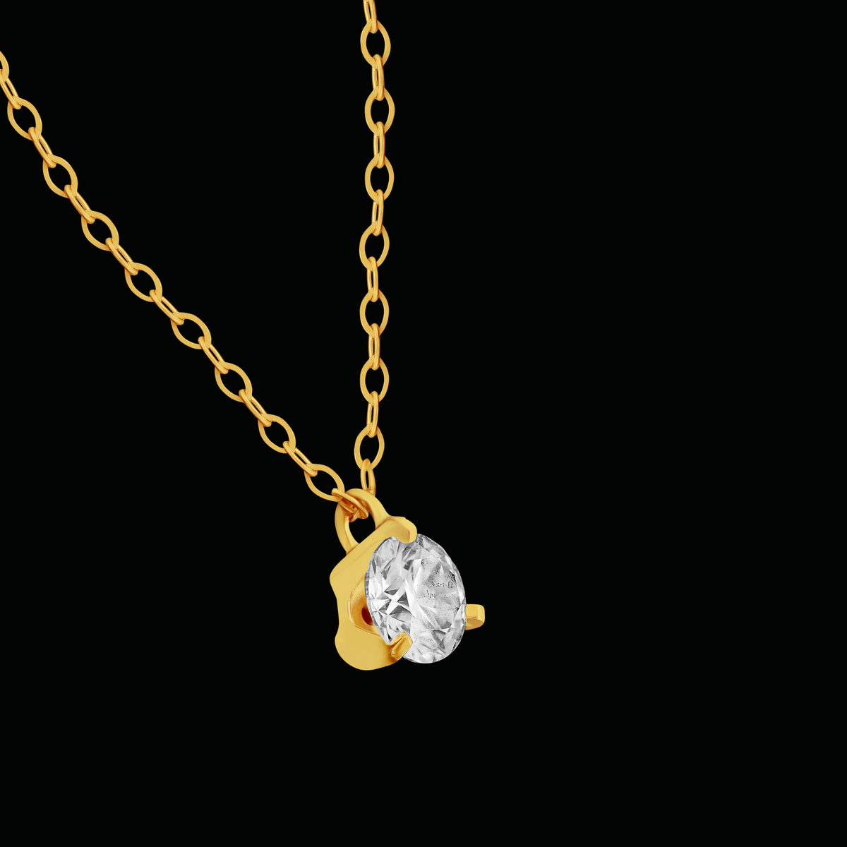 Collier or 750 jaune diamant DSI1 3 griffes 0.20ct - vue D1