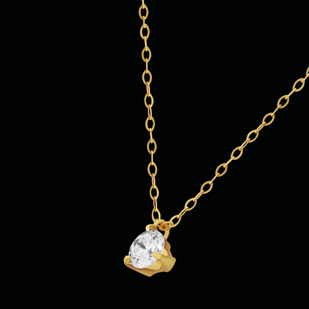 Collier or 750 jaune diamant DSI1 3 griffes 0.20ct - vue D3