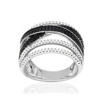 Bague argent 925 pierres synthétiques noires et zirconias blancs - vue 1