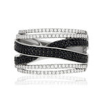 Bague argent 925 pierres synthétiques noires et zirconias blancs - vue 3