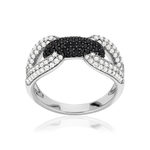 Bague argent 925 pierres synthétiques noires  et zirconias blancs - vue 1
