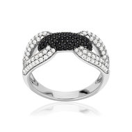 Bague argent 925 pierres synthétiques noires  et zirconias blancs