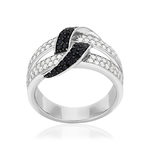 Bague argent 925 pierres synthétiques noires et zirconias blancs - vue 1