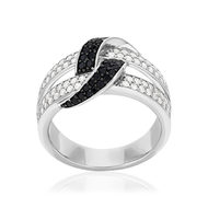 Bague argent 925 pierres synthétiques noires et zirconias blancs