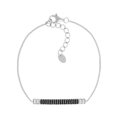 Bracelet argent 925 zirconias noirs et blancs 19 cm - vue 1