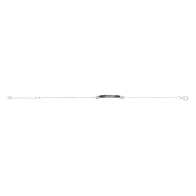Bracelet argent 925 zirconias noirs et blancs 19 cm - vue 2