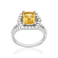 Bague argent 925 citrine et zirconias