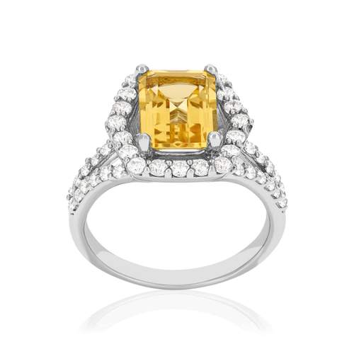 Bague argent 925 citrine et zirconias