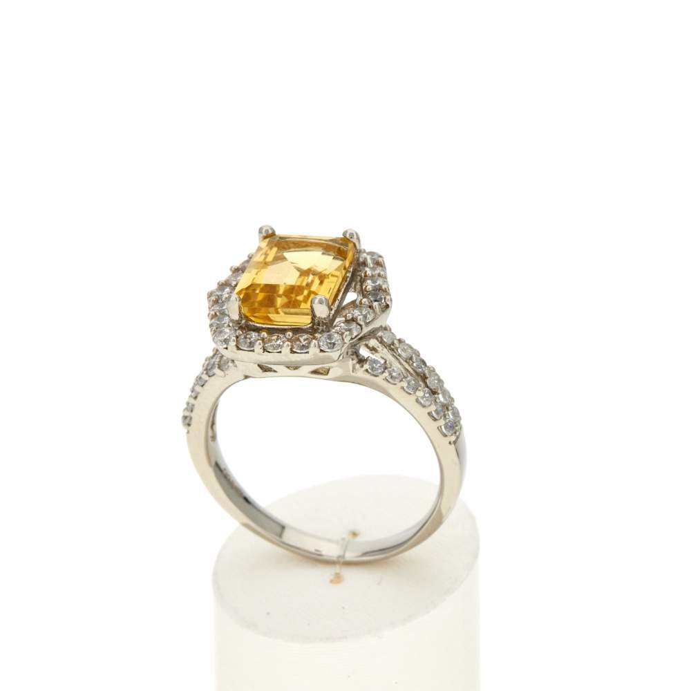 Bague argent 925 citrine et zirconias - vue 2